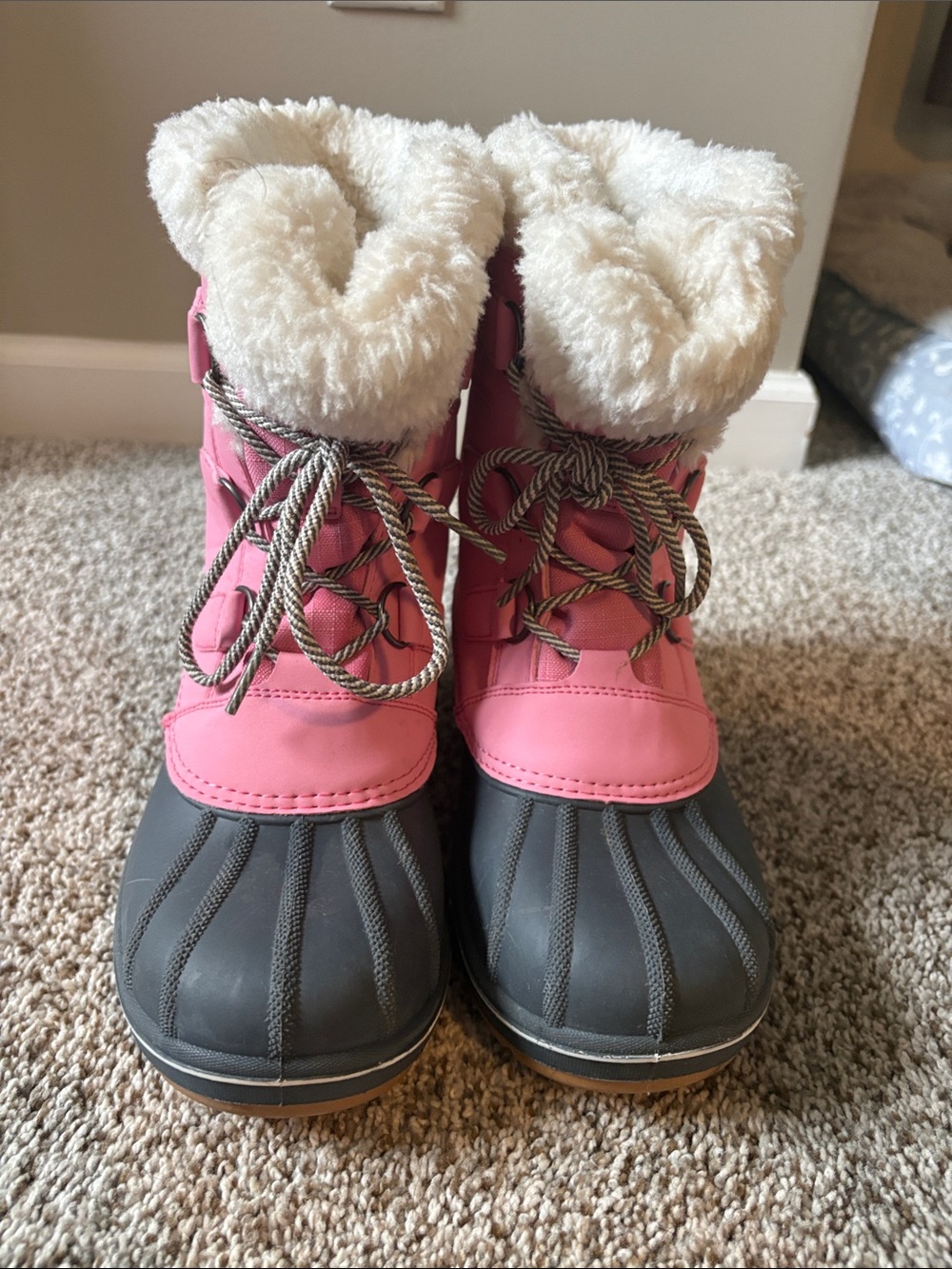 Cat & Jack Pink and Gray Girls' Insulated Winter Boots